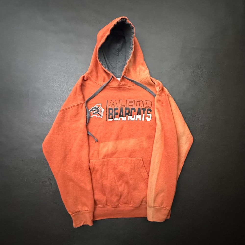 Aledo Bearcats Hoodie Mens Medium Orange Sunfaded Pullover Y2k Sports Texas